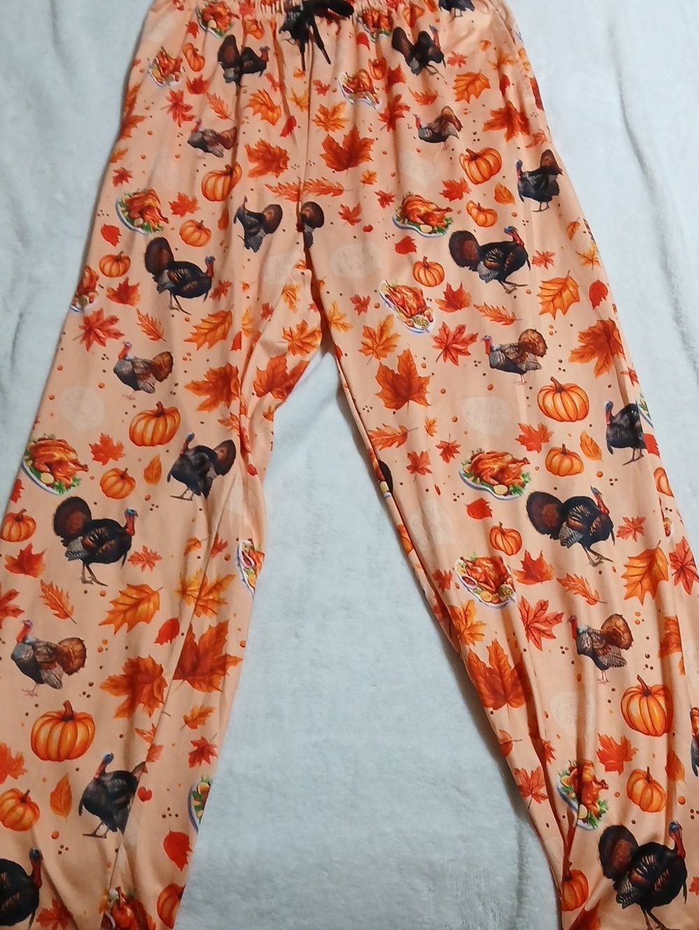 Men's Orange Thanksgiving Turkey Print Pajama Pants - Festive Lounge Bottoms
